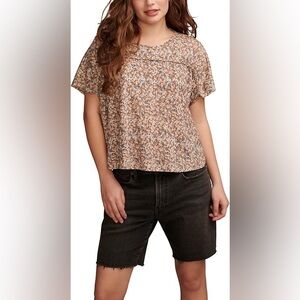Lucky Brand Multicolor Floral Short Sleeve Top dolman tee